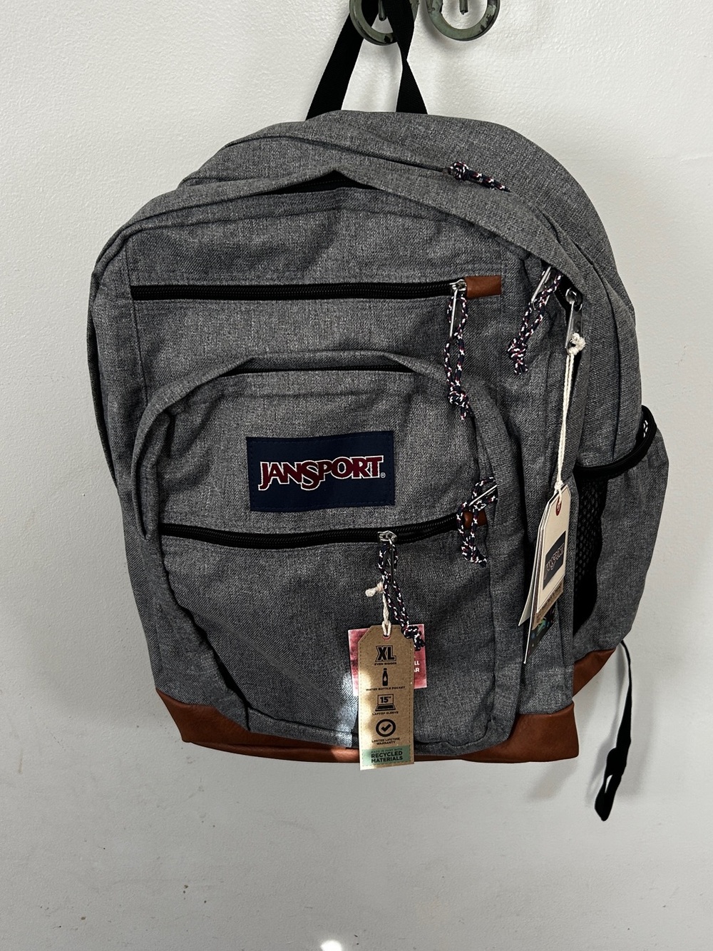 Jansport Gray Backpack with Brown Accent Trim